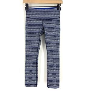 Lululemon Wunder Under Crop High Rise 22" Space Dye Twist Sapphire Blue Size 4